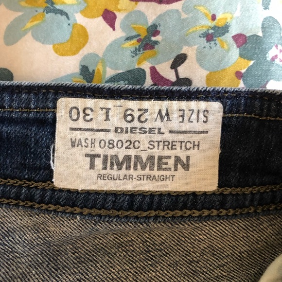 Diesel Men’s Timmen Regular Straight Leg Blue Jeans 0802C Size W29 L30 - Picture 14 of 14